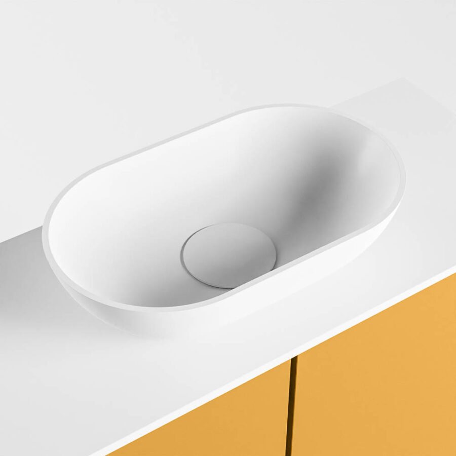 MONDIAZ FOWY toiletmeubel 60cm kleur ocher. Waskom positie midden kleur talc | talc. Met 1 kraangat - Afbeelding 7