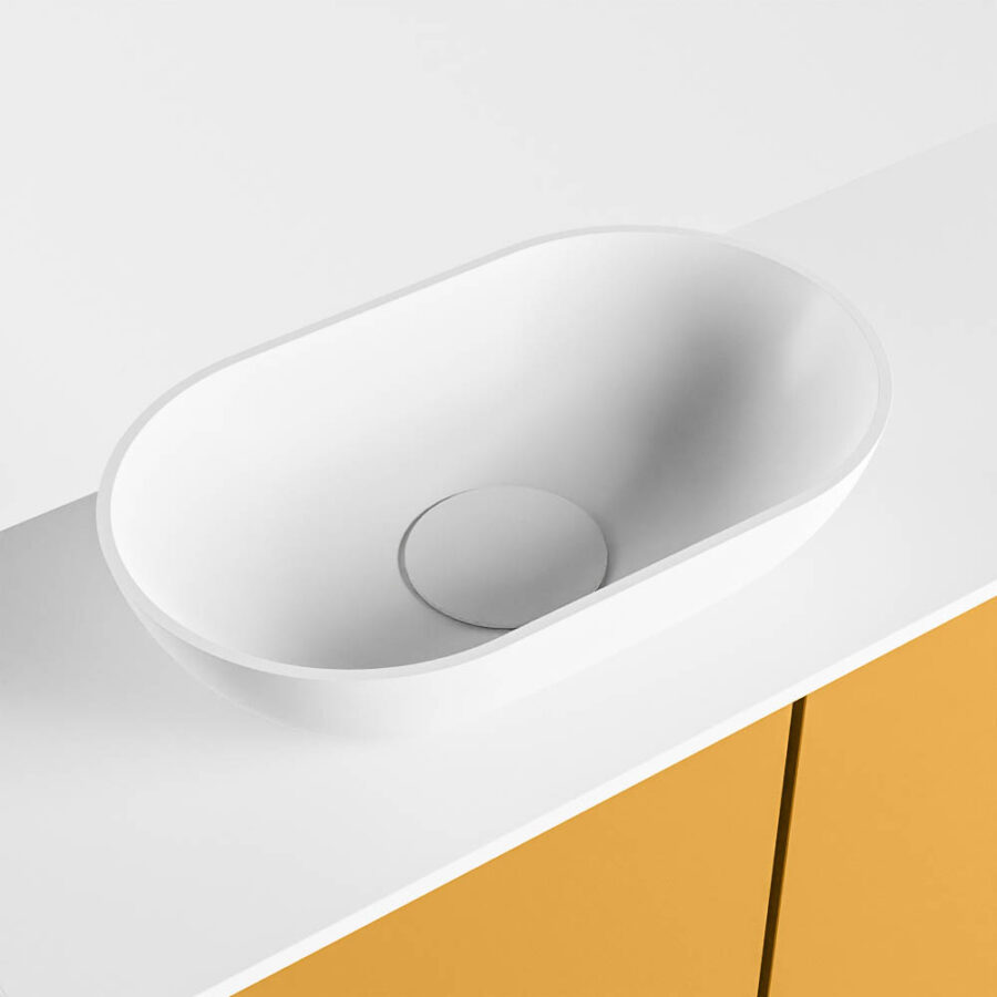 MONDIAZ FOWY toiletmeubel 60cm kleur ocher. Waskom positie links kleur talc | talc. Met 1 kraangat - Afbeelding 7