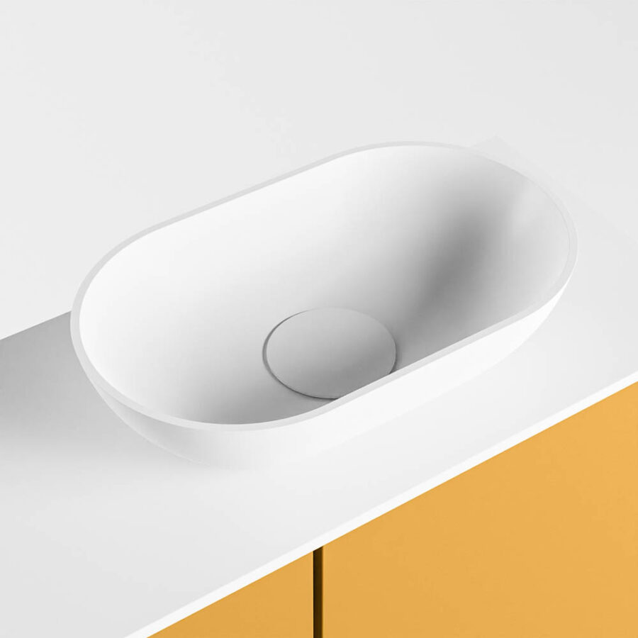 MONDIAZ FOWY toiletmeubel 60cm kleur ocher. Waskom positie rechts kleur talc | talc. Met 1 kraangat - Afbeelding 7