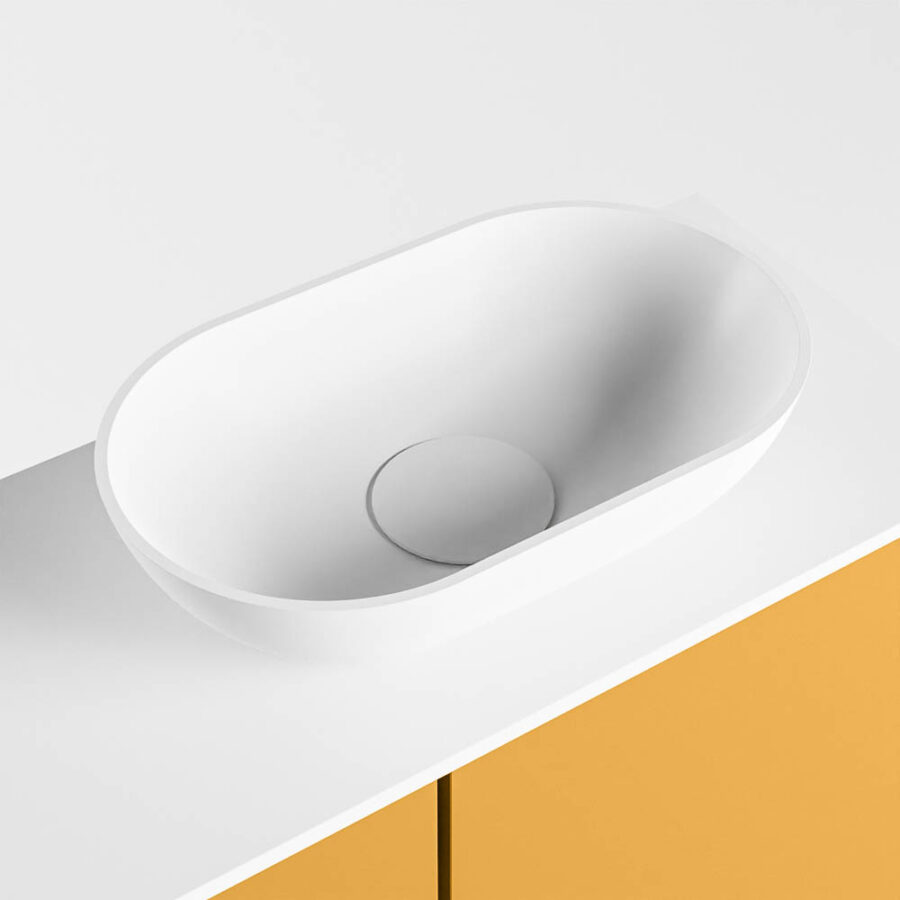 MONDIAZ FOWY toiletmeubel 60cm kleur ocher. Waskom positie rechts kleur talc | talc. Zonder kraangat - Afbeelding 7