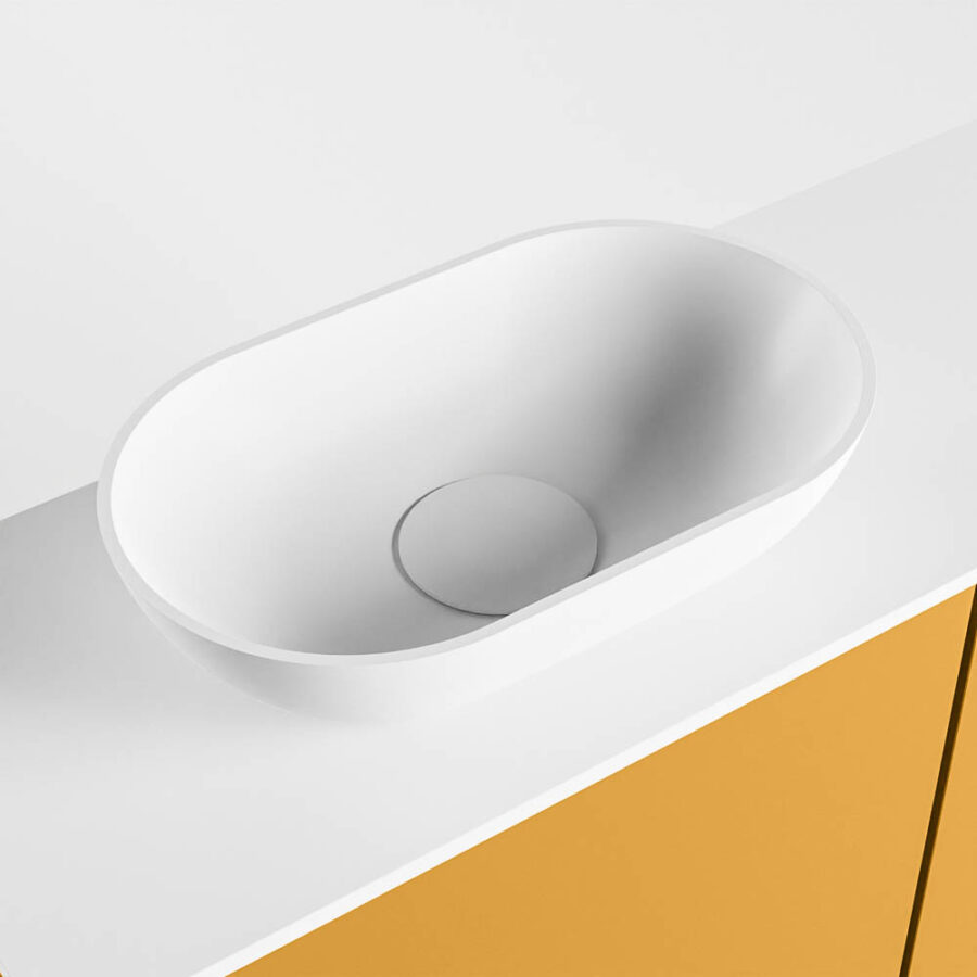 MONDIAZ FOWY toiletmeubel 80cm kleur ocher. Waskom positie links kleur talc | talc. Met 1 kraangat - Afbeelding 7