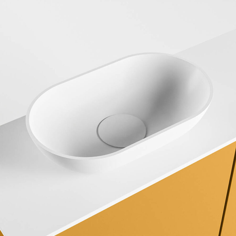 MONDIAZ FOWY toiletmeubel 80cm kleur ocher. Waskom positie links kleur talc | talc. Zonder kraangat - Afbeelding 7