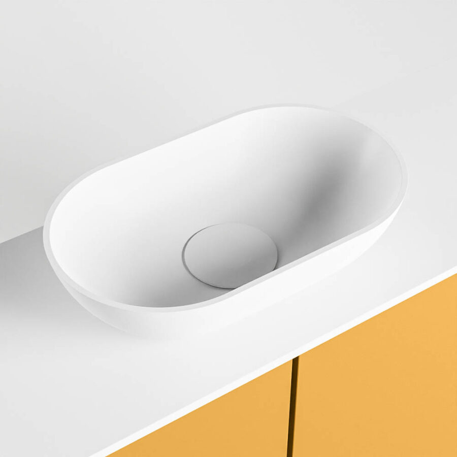 MONDIAZ FOWY toiletmeubel 120cm kleur ocher. Waskom positie midden kleur talc | talc. Zonder kraangat - Afbeelding 7