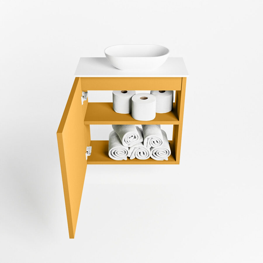 MONDIAZ FOWY toiletmeubel 40cm kleur ocher. Waskom positie midden kleur talc | talc. Zonder kraangat - Afbeelding 8
