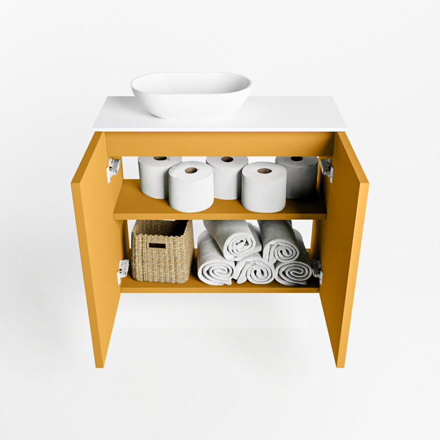 MONDIAZ FOWY toiletmeubel 50cm kleur ocher. Waskom positie midden kleur talc | talc. Zonder kraangat - Afbeelding 8