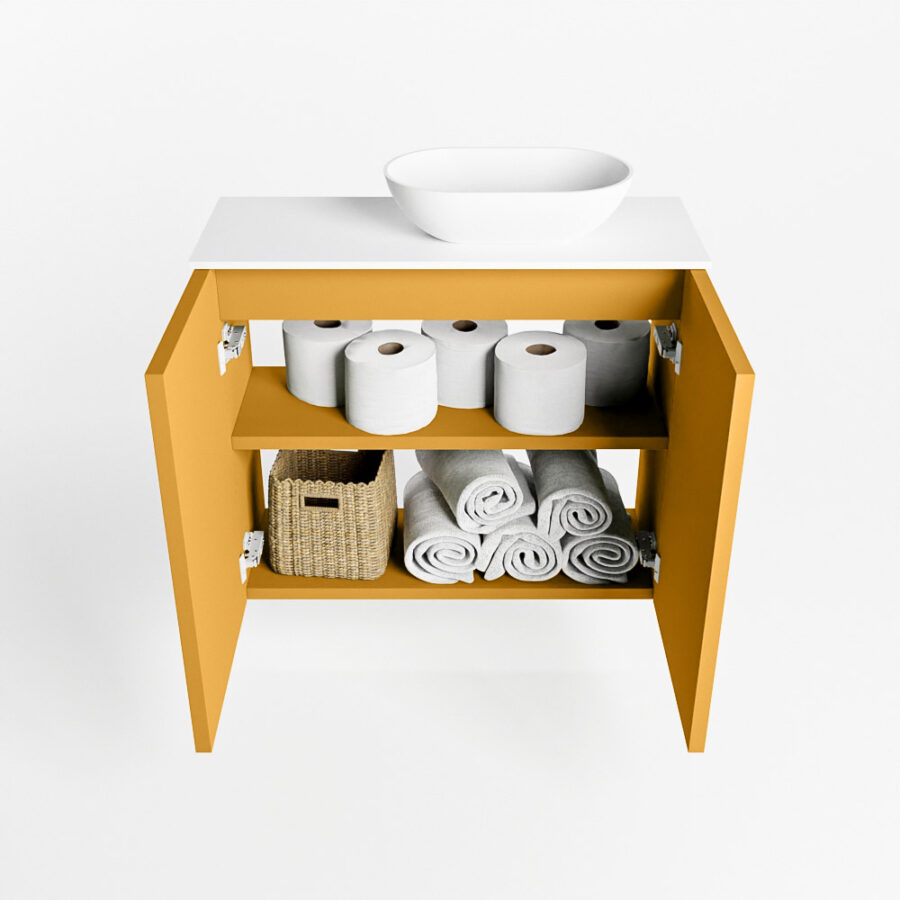 MONDIAZ FOWY toiletmeubel 60cm kleur ocher. Waskom positie midden kleur talc | talc. Met 1 kraangat - Afbeelding 8