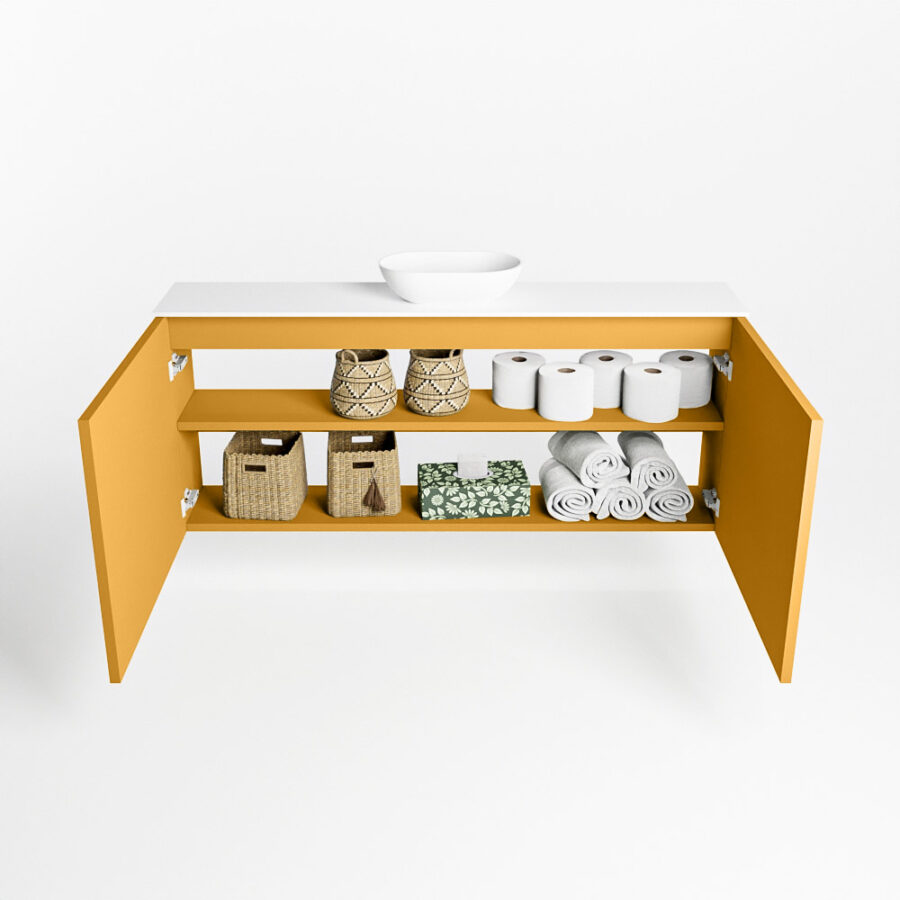 MONDIAZ FOWY toiletmeubel 120cm kleur ocher. Waskom positie midden kleur talc | talc. Met 1 kraangat - Afbeelding 8