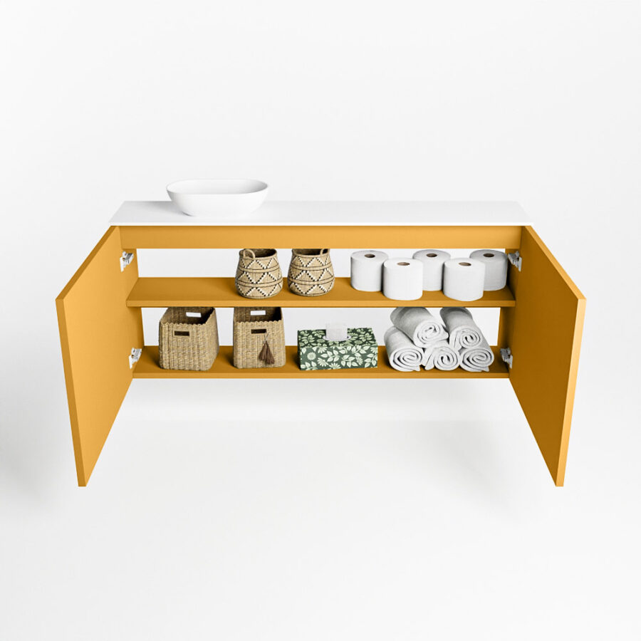 MONDIAZ FOWY toiletmeubel 120cm kleur ocher. Waskom positie links kleur talc | talc. Met 1 kraangat - Afbeelding 8