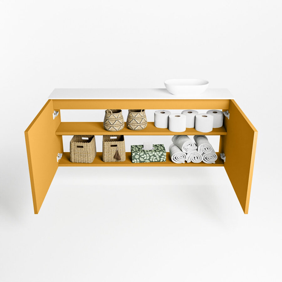 MONDIAZ FOWY toiletmeubel 120cm kleur ocher. Waskom positie rechts kleur talc | talc. Met 1 kraangat - Afbeelding 8