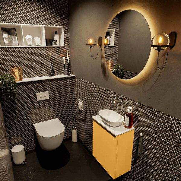 MONDIAZ FOWY toiletmeubel 40cm kleur ocher. Waskom positie midden kleur talc | talc. Zonder kraangat