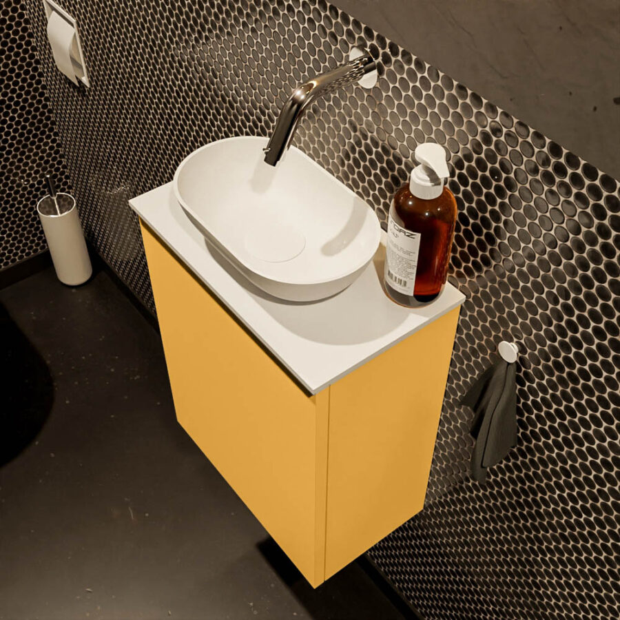 MONDIAZ FOWY toiletmeubel 40cm kleur ocher. Waskom positie midden kleur talc | talc. Zonder kraangat - Afbeelding 3
