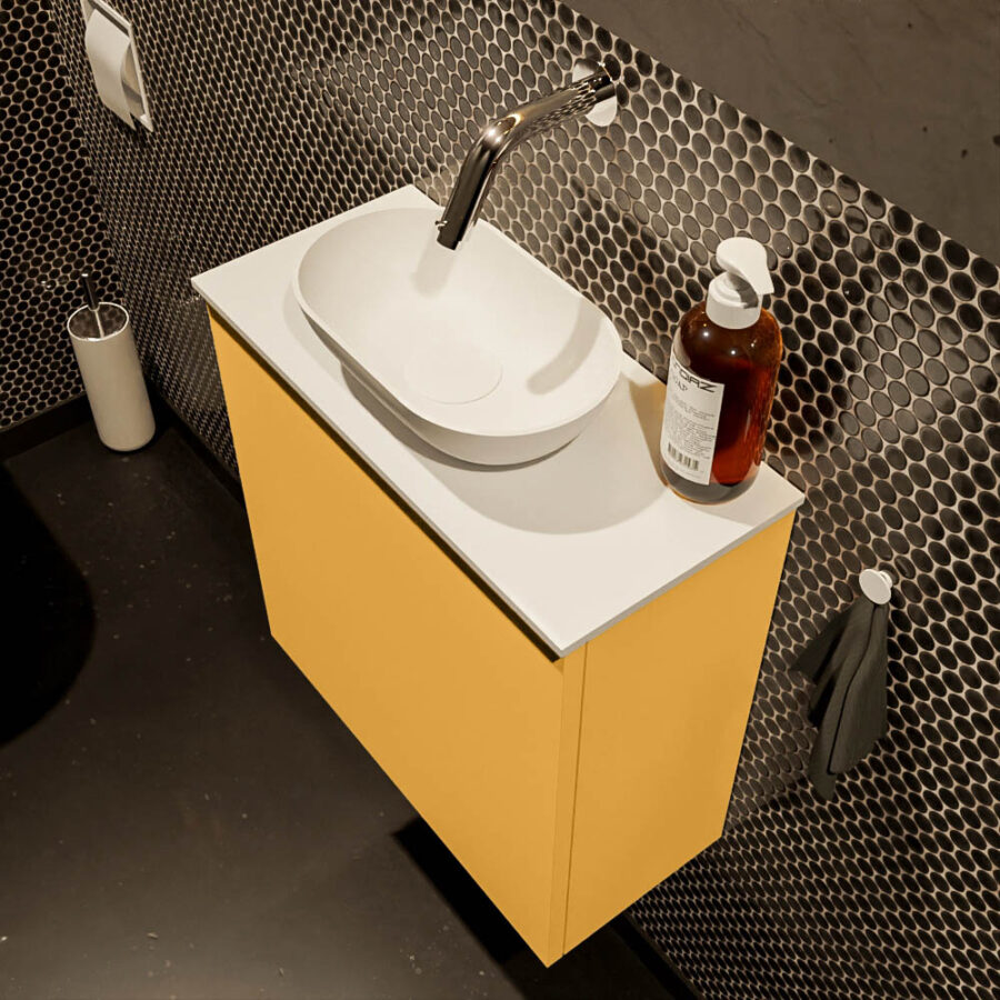 MONDIAZ FOWY toiletmeubel 50cm kleur ocher. Waskom positie midden kleur talc | talc. Zonder kraangat - Afbeelding 3