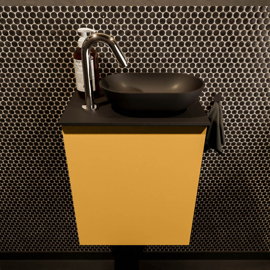 MONDIAZ FOWY toiletmeubel 40cm kleur ocher. Waskom positie rechts kleur urban | urban. Met 1 kraangat - Afbeelding 2