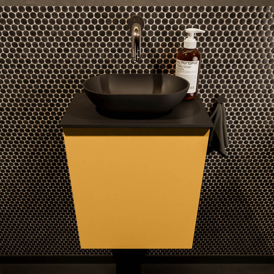 MONDIAZ FOWY toiletmeubel 40cm kleur ocher. Waskom positie midden kleur urban | urban. Zonder kraangat - Afbeelding 2