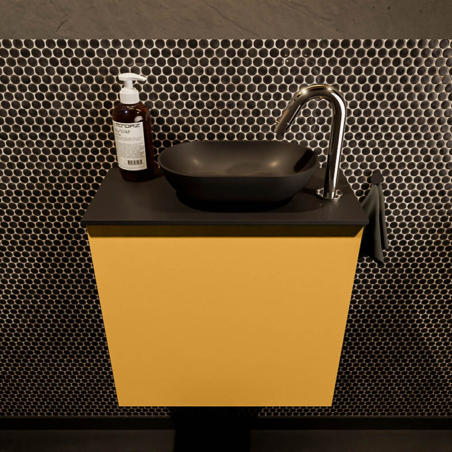 MONDIAZ FOWY toiletmeubel 50cm kleur ocher. Waskom positie rechts kleur urban | urban. Met 1 kraangat - Afbeelding 2