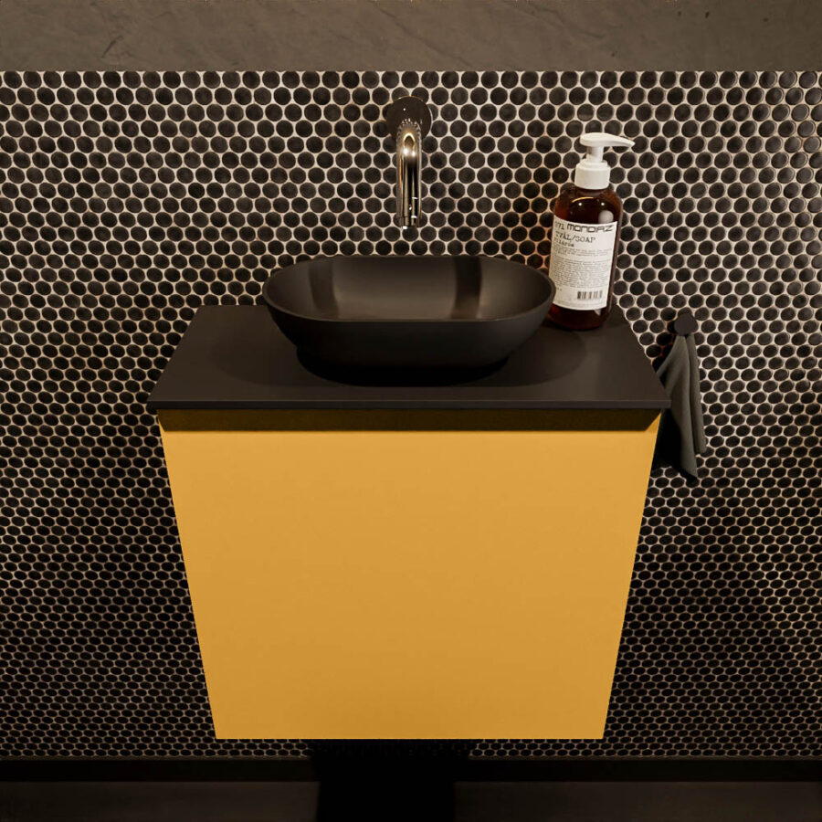 MONDIAZ FOWY toiletmeubel 50cm kleur ocher. Waskom positie midden kleur urban | urban. Zonder kraangat - Afbeelding 2