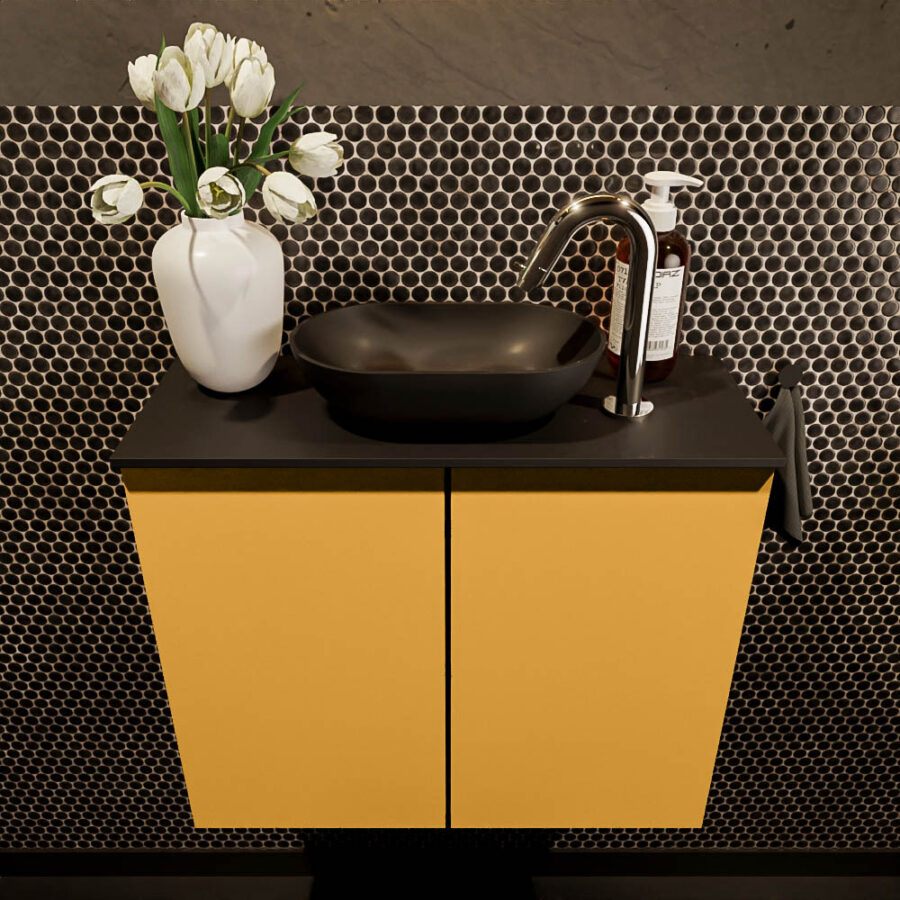 MONDIAZ FOWY toiletmeubel 60cm kleur ocher. Waskom positie midden kleur urban | urban. Met 1 kraangat - Afbeelding 2