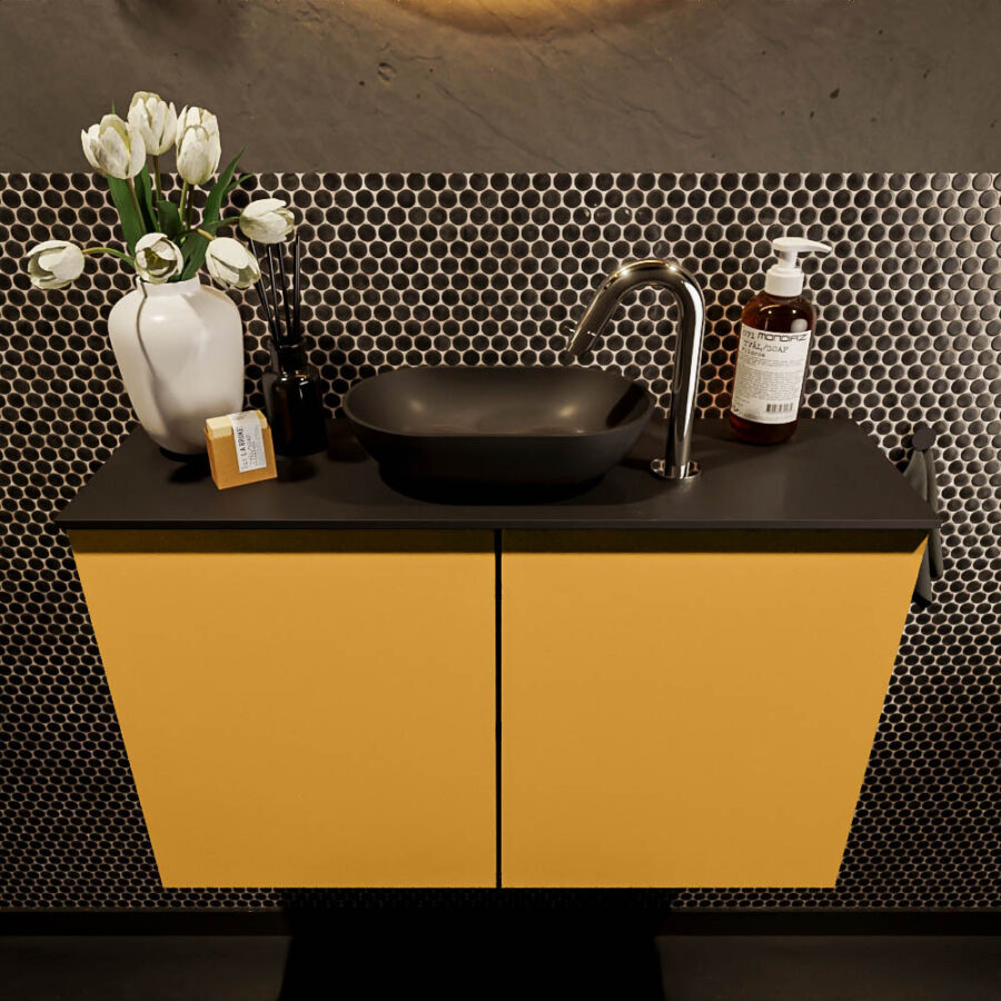 MONDIAZ FOWY toiletmeubel 80cm kleur ocher. Waskom positie midden kleur urban | urban. Met 1 kraangat - Afbeelding 2