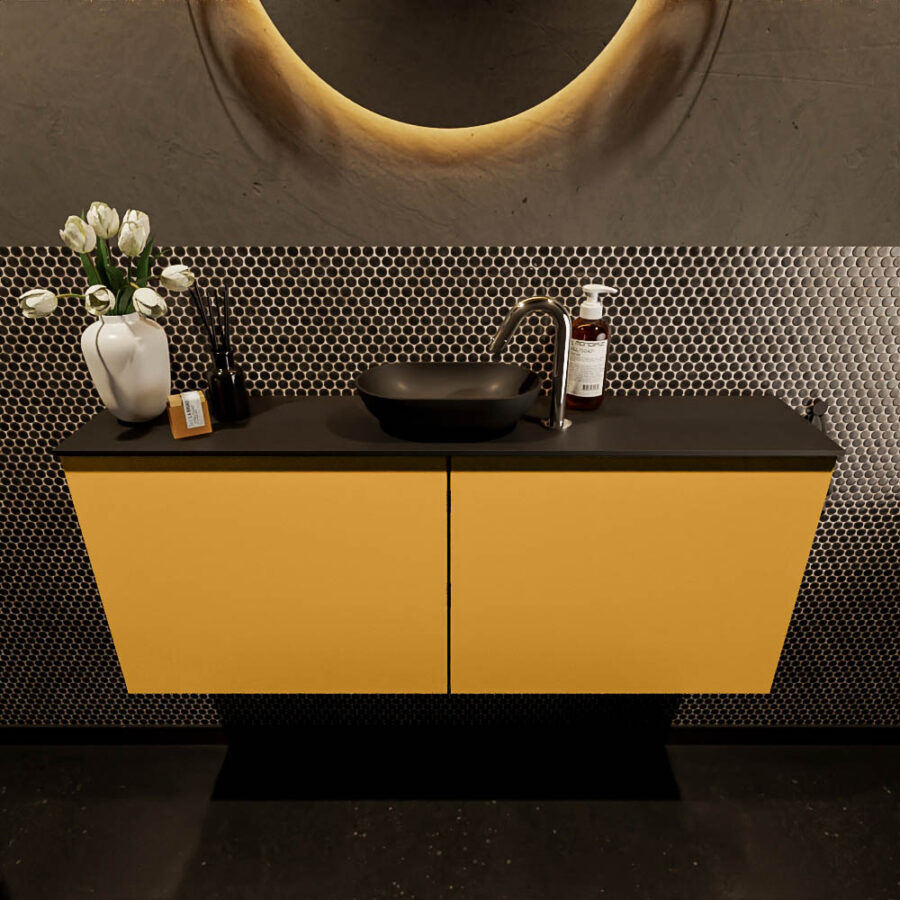 MONDIAZ FOWY toiletmeubel 120cm kleur ocher. Waskom positie midden kleur urban | urban. Met 1 kraangat - Afbeelding 2