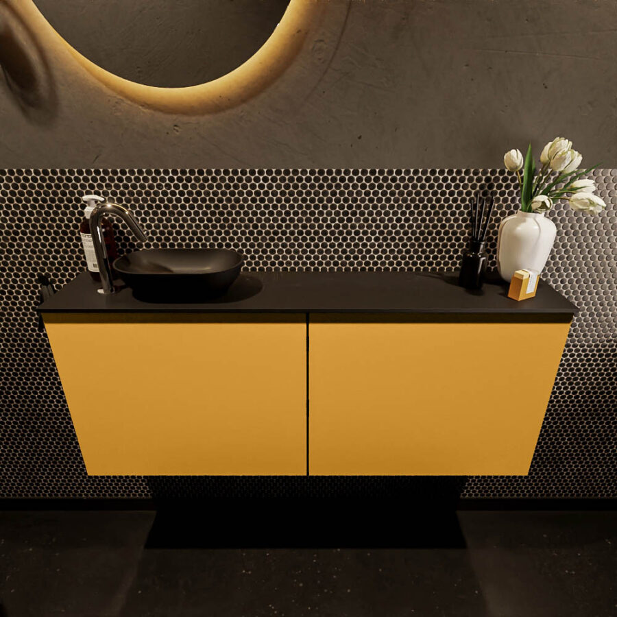 MONDIAZ FOWY toiletmeubel 120cm kleur ocher. Waskom positie links kleur urban | urban. Met 1 kraangat - Afbeelding 2