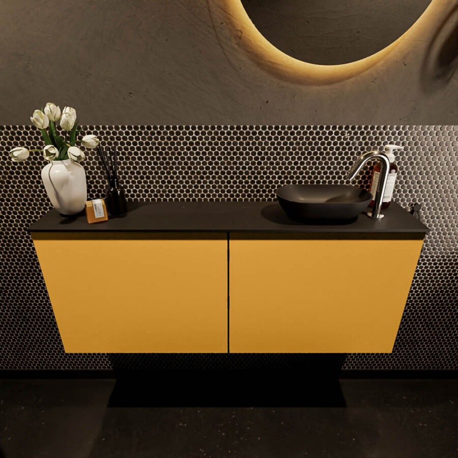 MONDIAZ FOWY toiletmeubel 120cm kleur ocher. Waskom positie rechts kleur urban | urban. Met 1 kraangat - Afbeelding 2