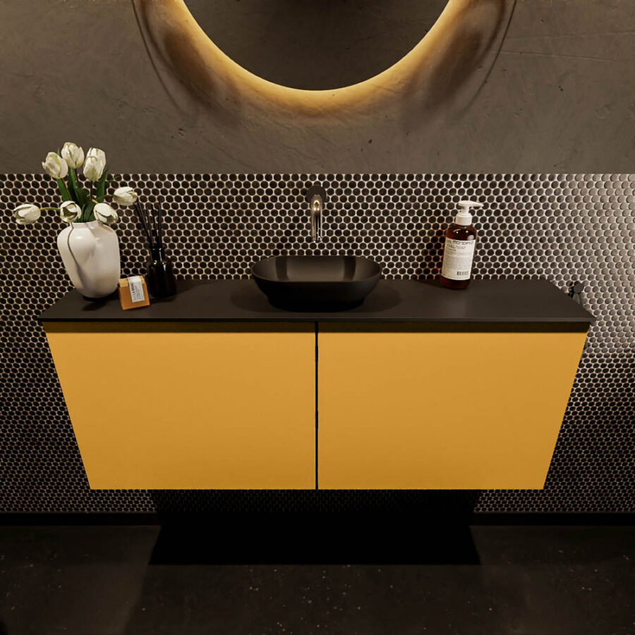 MONDIAZ FOWY toiletmeubel 120cm kleur ocher. Waskom positie midden kleur urban | urban. Zonder kraangat - Afbeelding 2