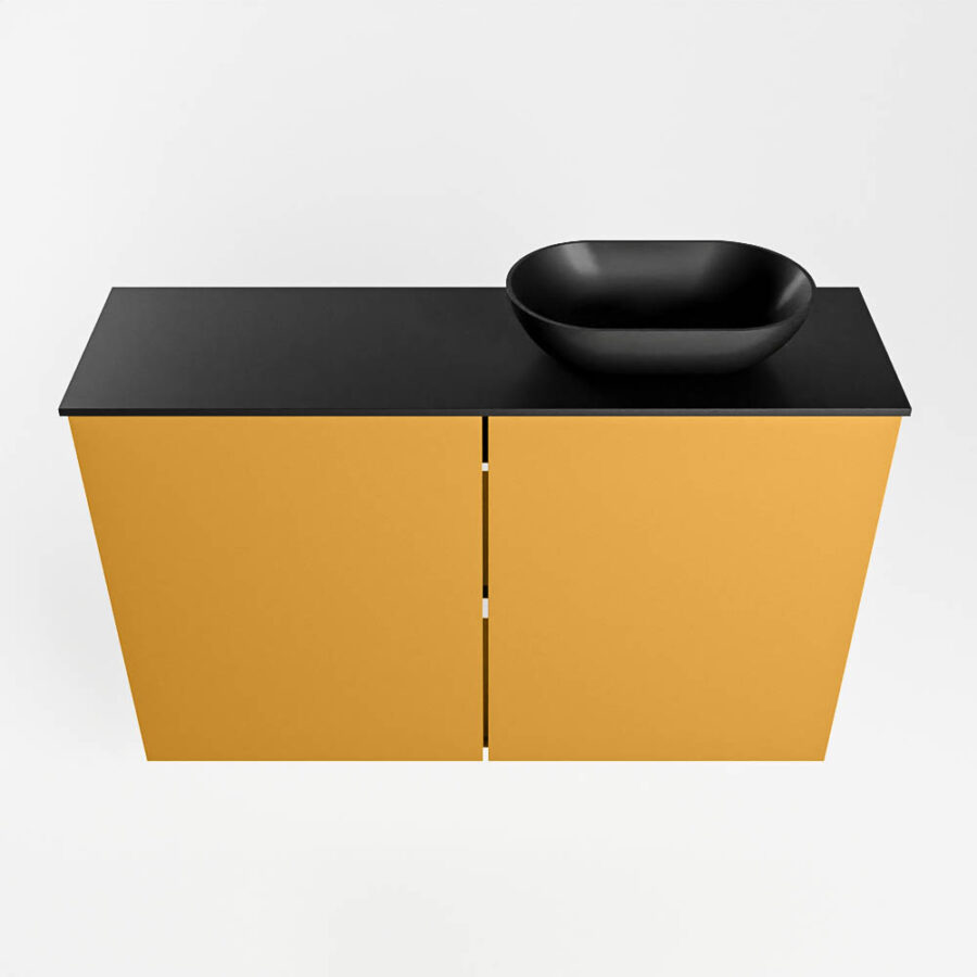 MONDIAZ FOWY toiletmeubel 80cm kleur ocher. Waskom positie rechts kleur urban | urban. Met 1 kraangat - Afbeelding 5