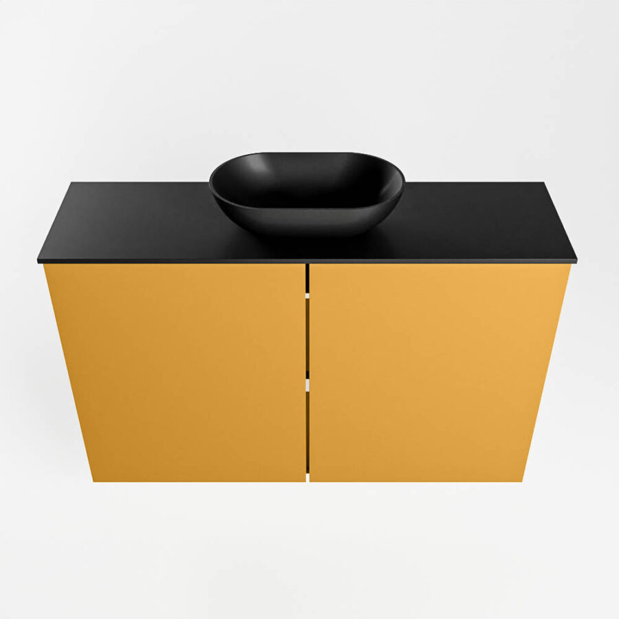 MONDIAZ FOWY toiletmeubel 80cm kleur ocher. Waskom positie midden kleur urban | urban. Zonder kraangat - Afbeelding 5