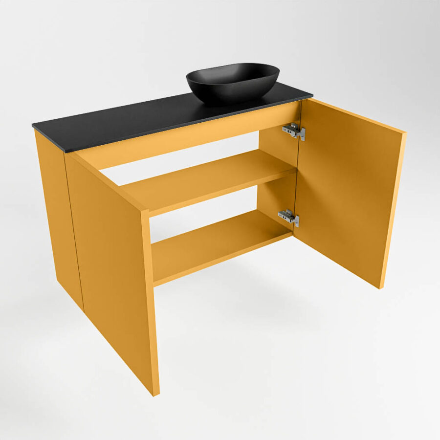 MONDIAZ FOWY toiletmeubel 80cm kleur ocher. Waskom positie rechts kleur urban | urban. Met 1 kraangat - Afbeelding 6