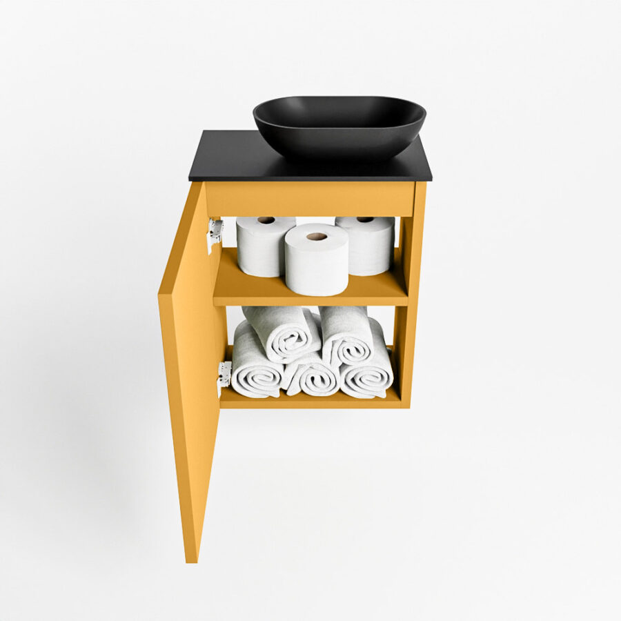 MONDIAZ FOWY toiletmeubel 40cm kleur ocher. Waskom positie rechts kleur urban | urban. Met 1 kraangat - Afbeelding 8