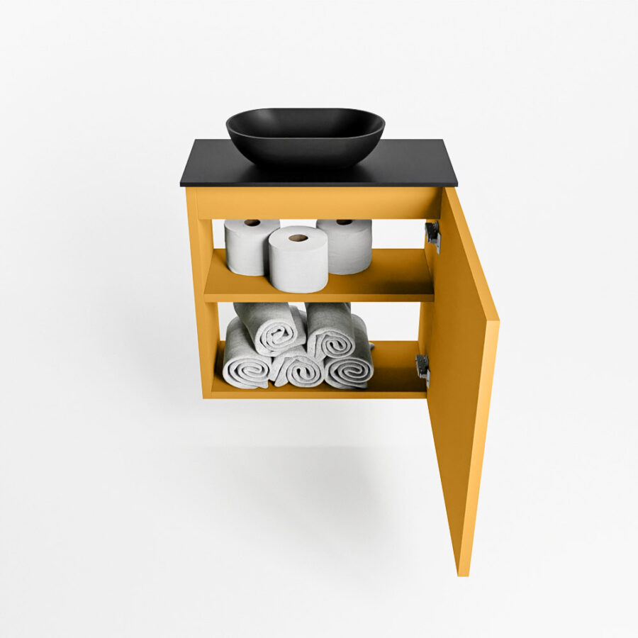 MONDIAZ FOWY toiletmeubel 50cm kleur ocher. Waskom positie links kleur urban | urban. Met 1 kraangat - Afbeelding 8