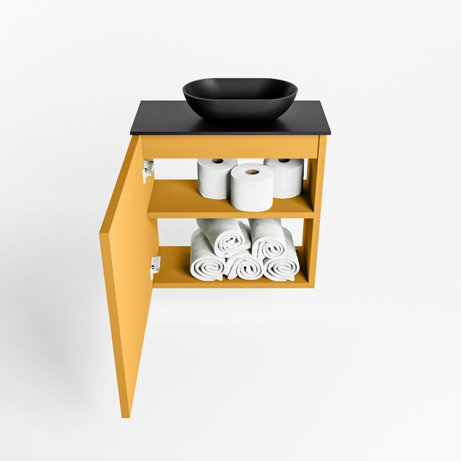 MONDIAZ FOWY toiletmeubel 50cm kleur ocher. Waskom positie rechts kleur urban | urban. Met 1 kraangat - Afbeelding 8