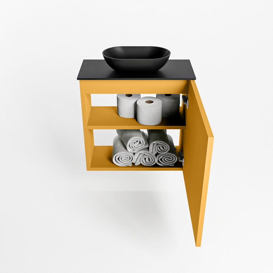MONDIAZ FOWY toiletmeubel 50cm kleur ocher. Waskom positie midden kleur urban | urban. Zonder kraangat - Afbeelding 8