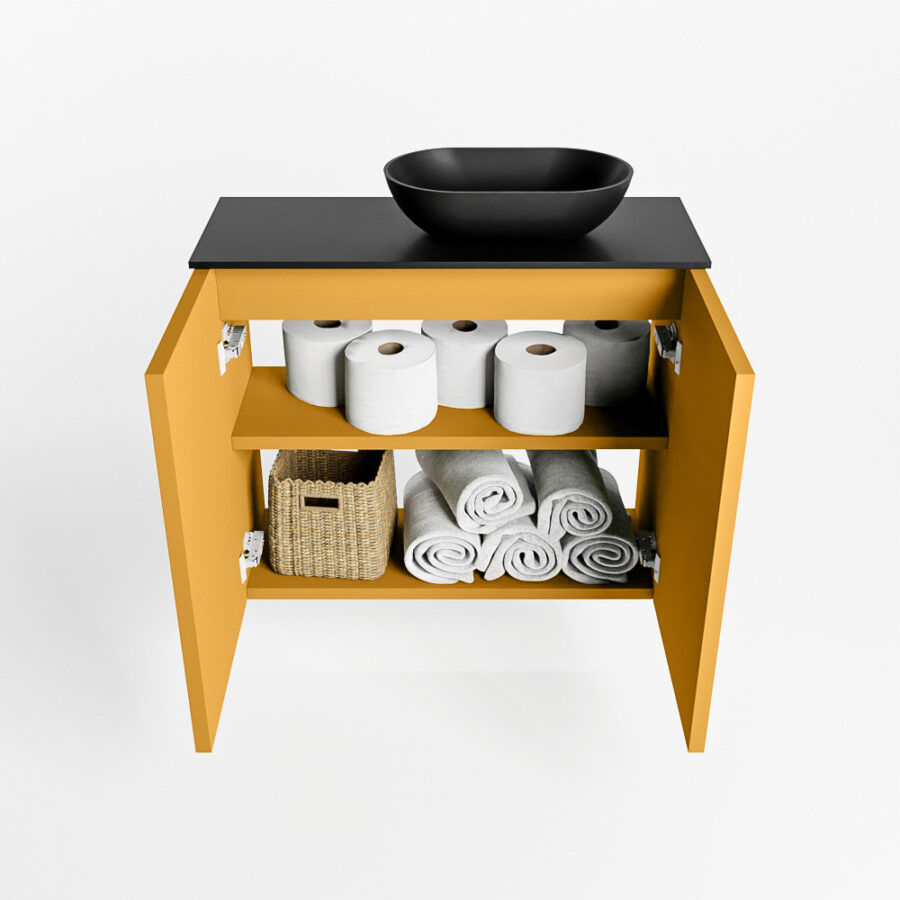 MONDIAZ FOWY toiletmeubel 60cm kleur ocher. Waskom positie rechts kleur urban | urban. Met 1 kraangat - Afbeelding 8
