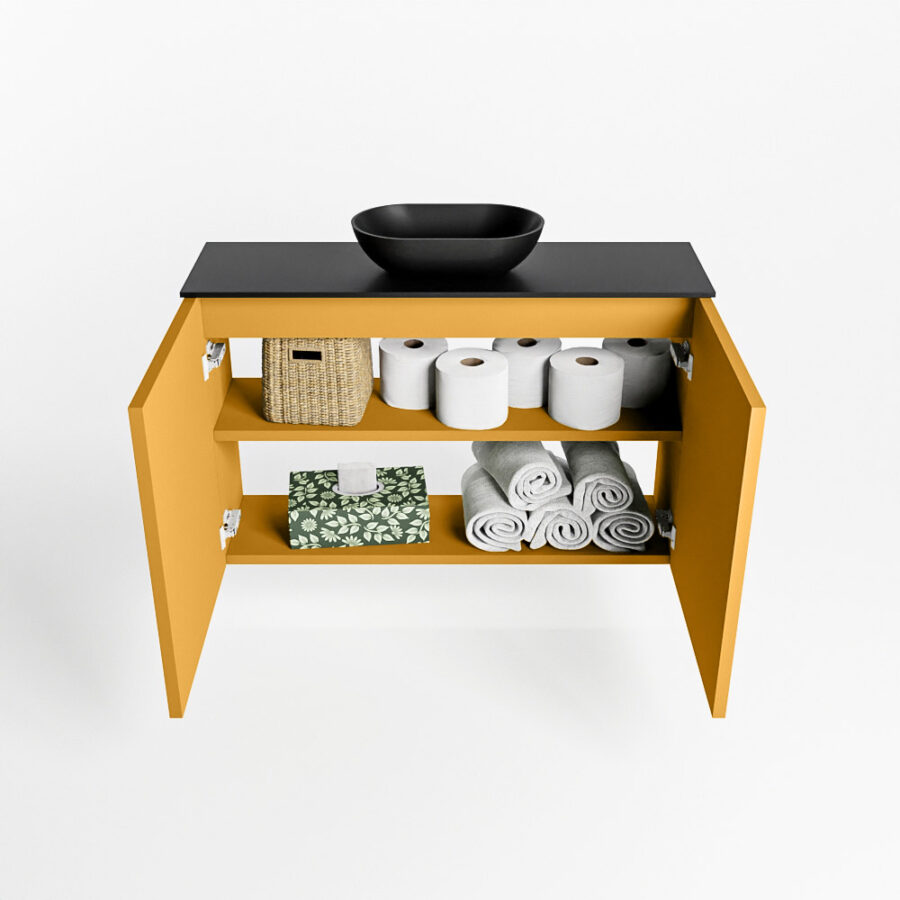 MONDIAZ FOWY toiletmeubel 80cm kleur ocher. Waskom positie midden kleur urban | urban. Met 1 kraangat - Afbeelding 8