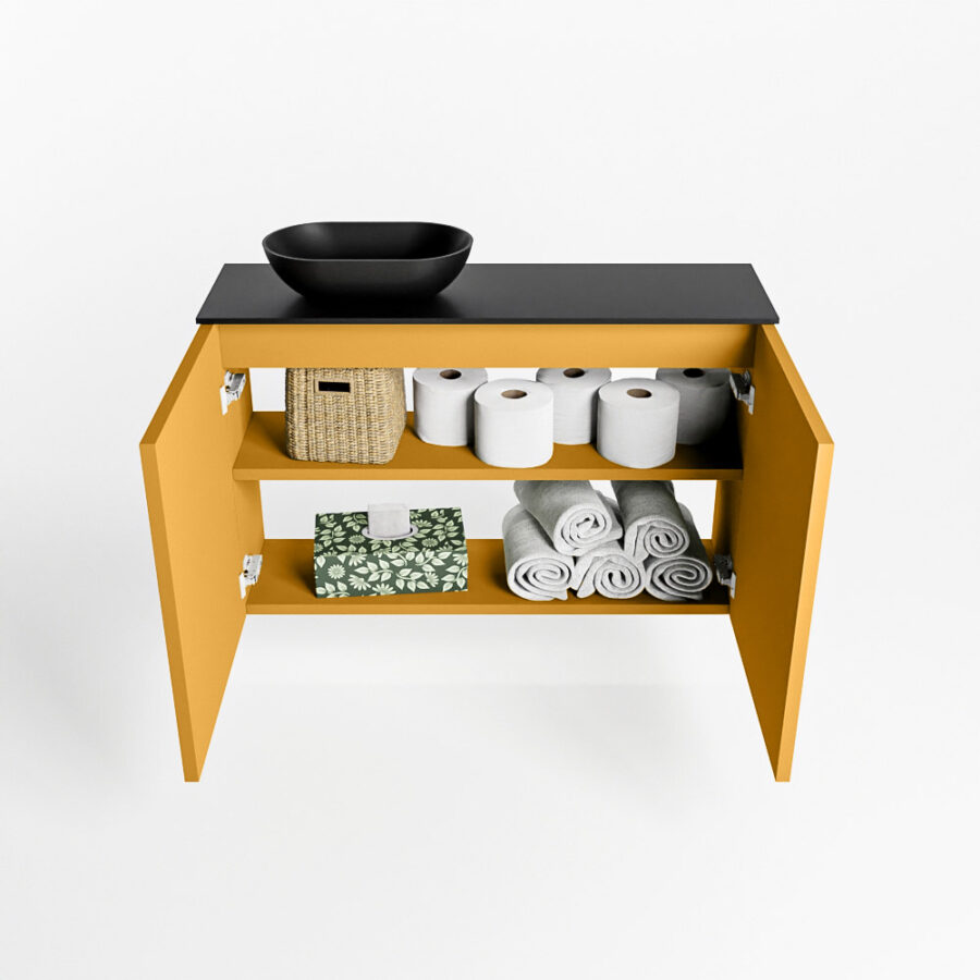 MONDIAZ FOWY toiletmeubel 80cm kleur ocher. Waskom positie links kleur urban | urban. Met 1 kraangat - Afbeelding 8