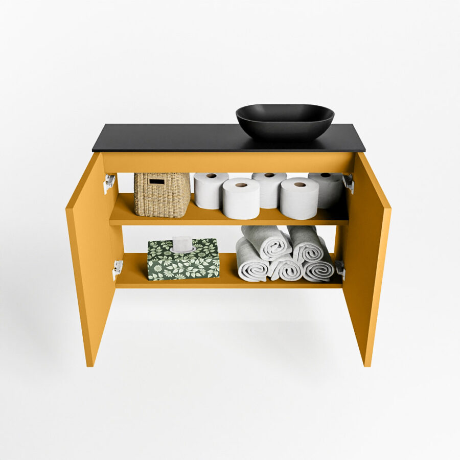 MONDIAZ FOWY toiletmeubel 80cm kleur ocher. Waskom positie rechts kleur urban | urban. Met 1 kraangat - Afbeelding 8