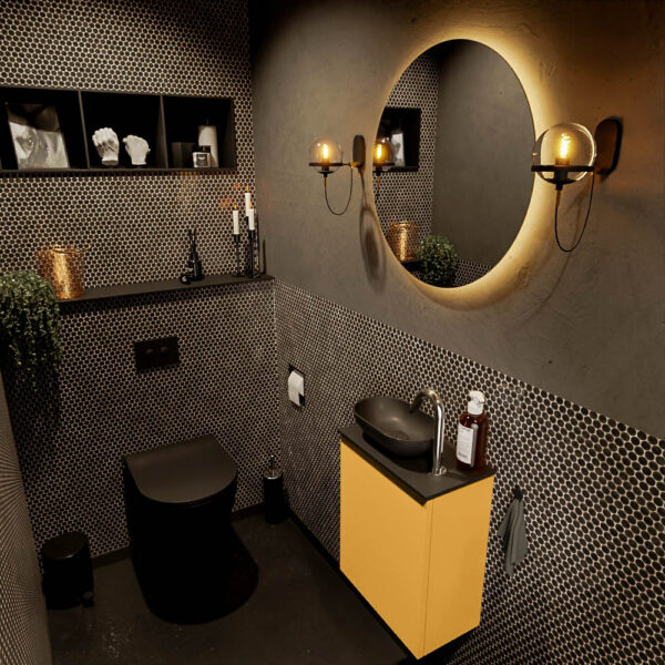 MONDIAZ FOWY toiletmeubel 40cm kleur ocher. Waskom positie links kleur urban | urban. Met 1 kraangat
