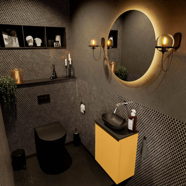 MONDIAZ FOWY toiletmeubel 40cm kleur ocher. Waskom positie midden kleur urban | urban. Zonder kraangat