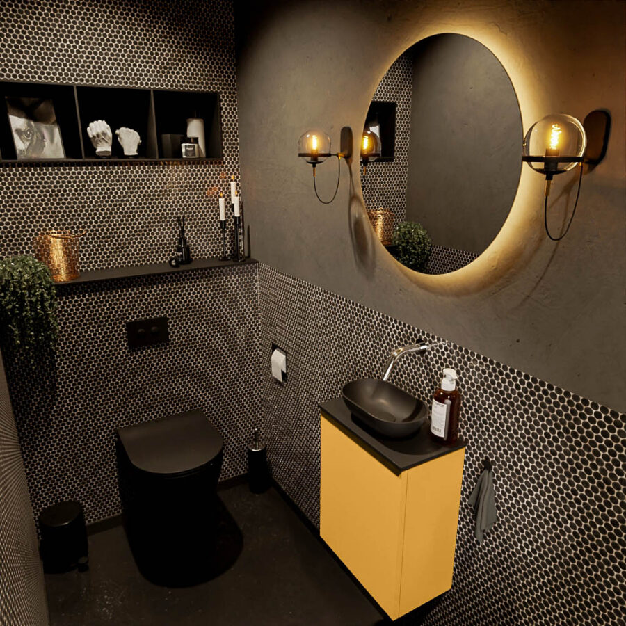 MONDIAZ FOWY toiletmeubel 40cm kleur ocher. Waskom positie midden kleur urban | urban. Zonder kraangat