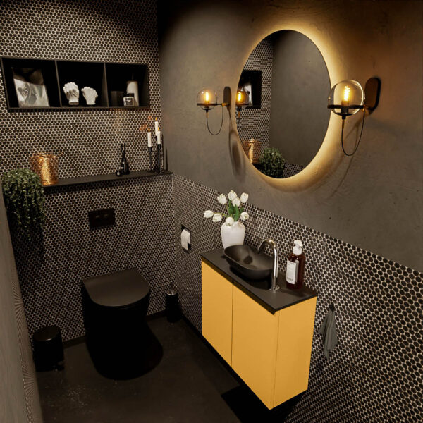 MONDIAZ FOWY toiletmeubel 60cm kleur ocher. Waskom positie midden kleur urban | urban. Met 1 kraangat
