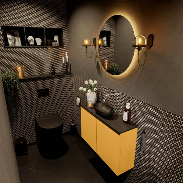MONDIAZ FOWY toiletmeubel 80cm kleur ocher. Waskom positie midden kleur urban | urban. Zonder kraangat