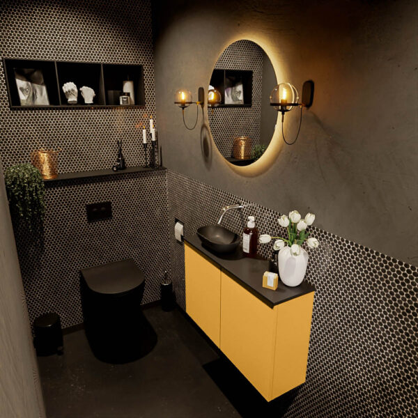 MONDIAZ FOWY toiletmeubel 80cm kleur ocher. Waskom positie links kleur urban | urban. Zonder kraangat