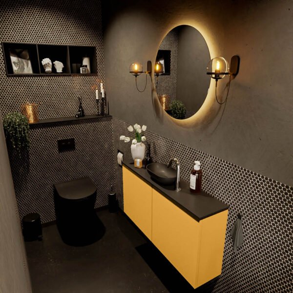 MONDIAZ FOWY toiletmeubel 100cm kleur ocher. Waskom positie midden kleur urban | urban. Met 1 kraangat