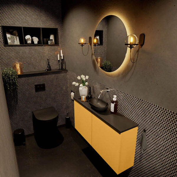 MONDIAZ FOWY toiletmeubel 100cm kleur ocher. Waskom positie midden kleur urban | urban. Zonder kraangat