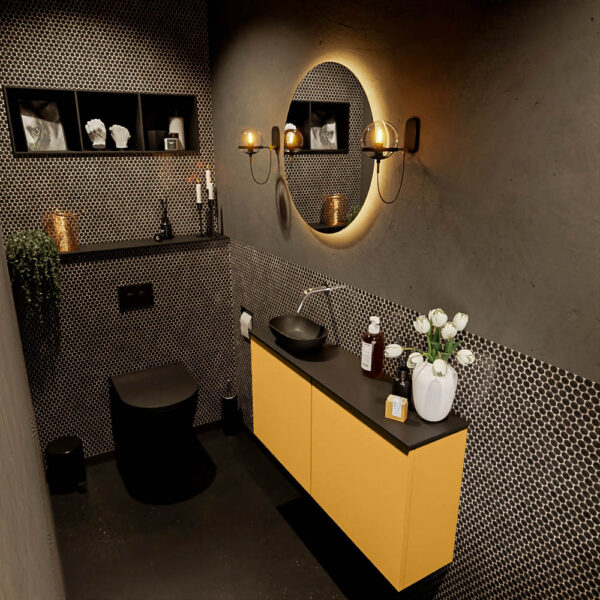 MONDIAZ FOWY toiletmeubel 100cm kleur ocher. Waskom positie links kleur urban | urban. Zonder kraangat