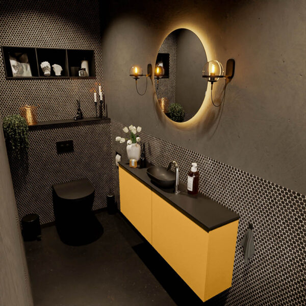 MONDIAZ FOWY toiletmeubel 120cm kleur ocher. Waskom positie midden kleur urban | urban. Met 1 kraangat