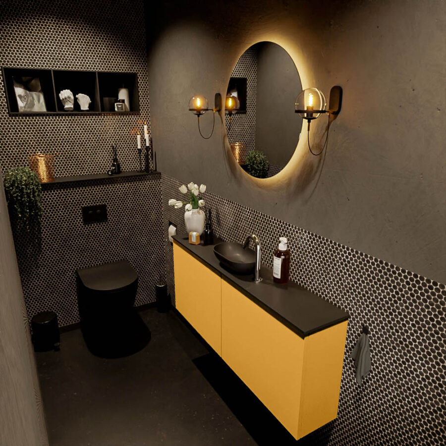 MONDIAZ FOWY toiletmeubel 120cm kleur ocher. Waskom positie midden kleur urban | urban. Met 1 kraangat