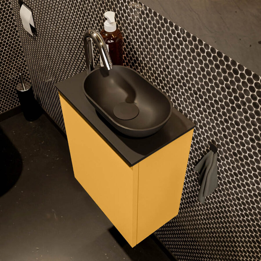 MONDIAZ FOWY toiletmeubel 40cm kleur ocher. Waskom positie rechts kleur urban | urban. Met 1 kraangat - Afbeelding 3