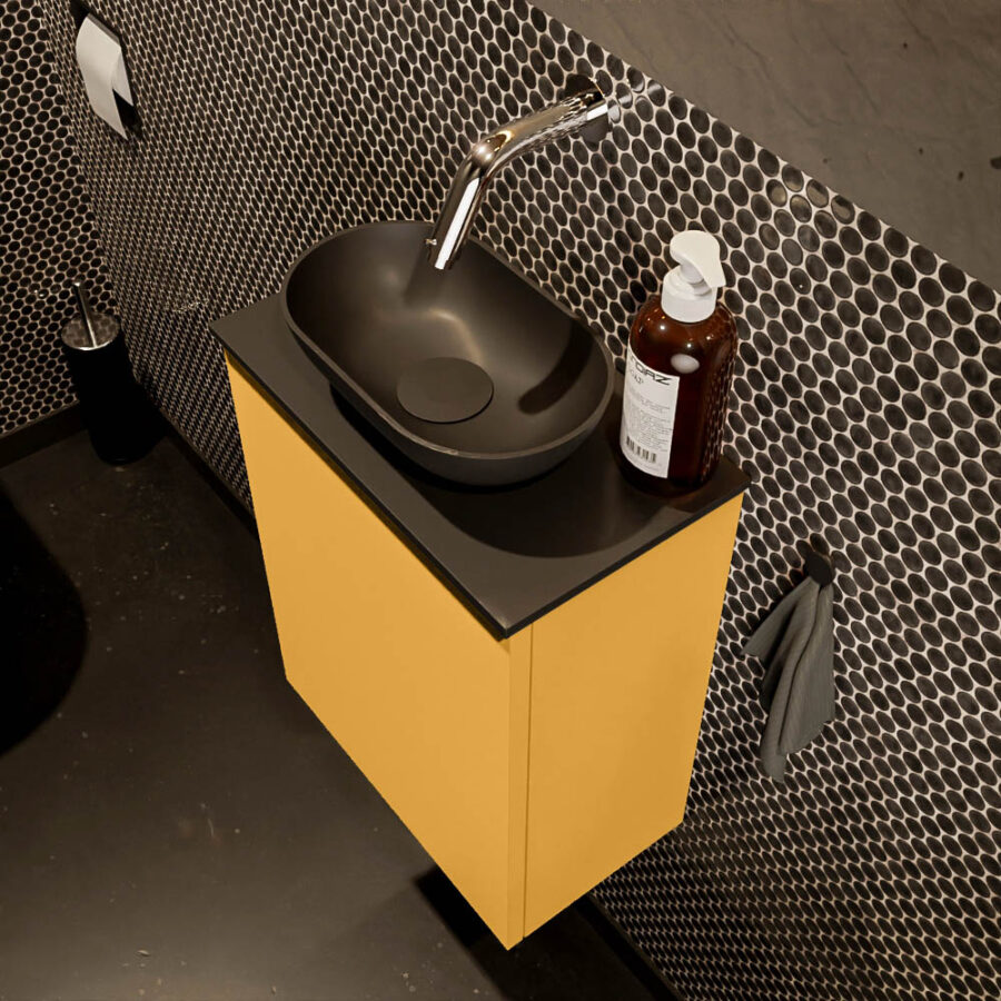 MONDIAZ FOWY toiletmeubel 40cm kleur ocher. Waskom positie midden kleur urban | urban. Zonder kraangat - Afbeelding 3